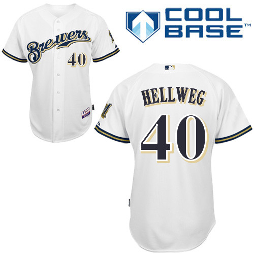 Johnny Hellweg #40 MLB Jersey-Milwaukee Brewers Men's Authentic Home White Cool Base Baseball Jersey